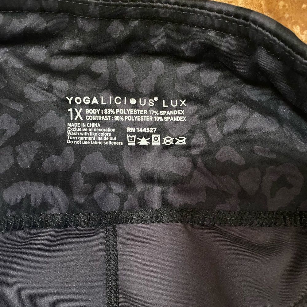 Yogalicious lux High rise leopard black Side Pocket Ankle Leggings - Picture 5 of 10